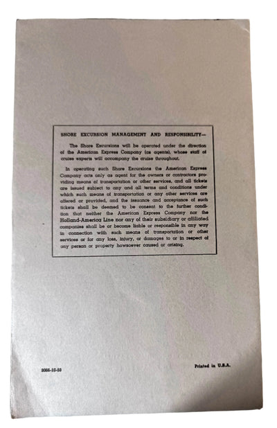 Holland America Nieuw Amsterdam West Indies Shore Excursion Programs 1954 - TulipStuff