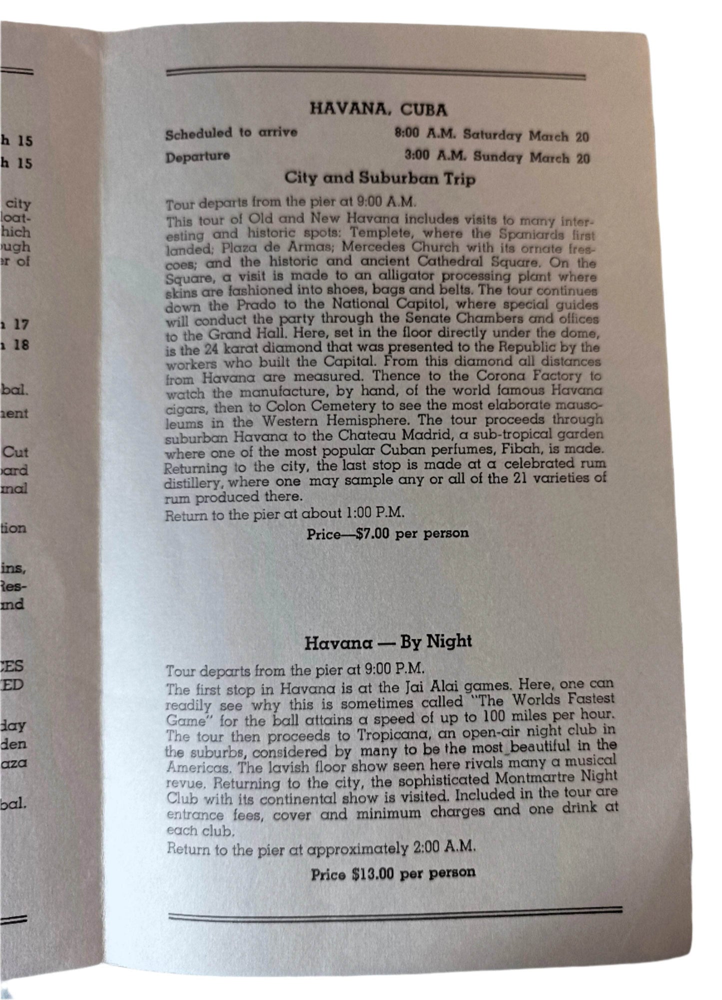 Holland America Nieuw Amsterdam West Indies Shore Excursion Programs 1954 - TulipStuff