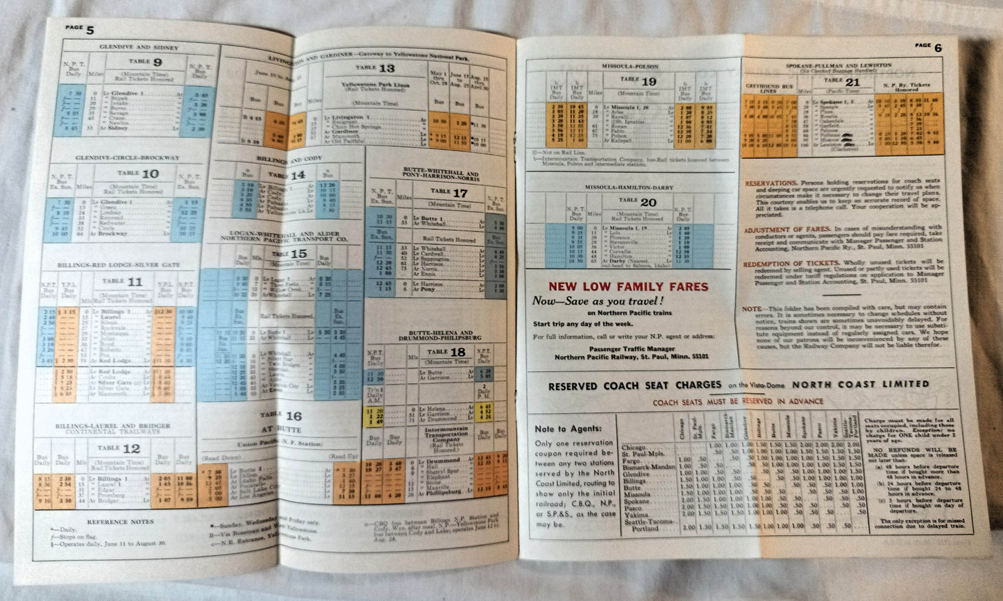 Northern Pacific Railway Company Timetable July 1968 - TulipStuff