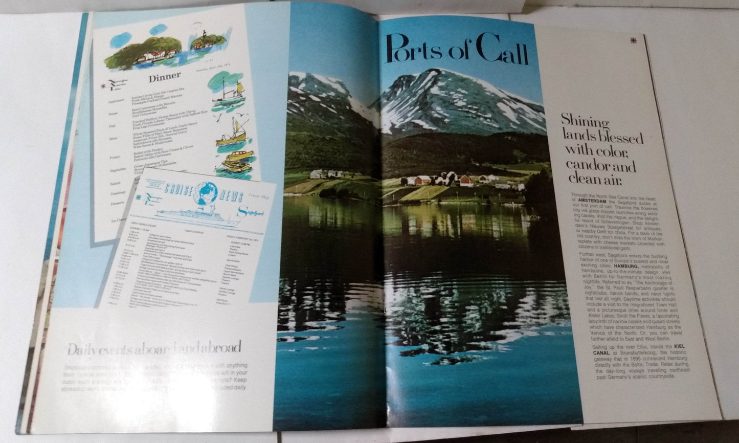 Norwegian America Line ms Sagafjord Fjordlands Cruise 1975 Brochure - TulipStuff