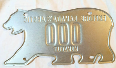 Nunavut Polar Bear Sample Car License Plate Canada 1999 - TulipStuff