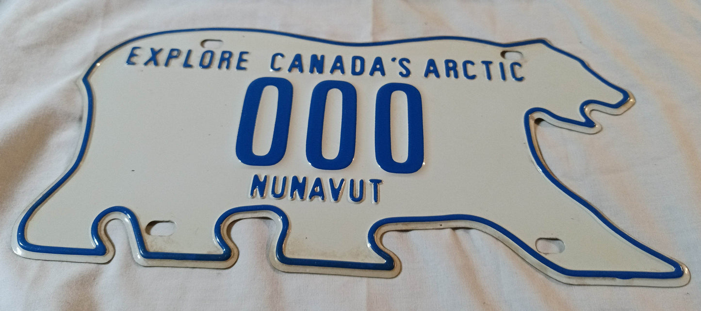 Nunavut Polar Bear Sample Car License Plate Canada 1999 - TulipStuff