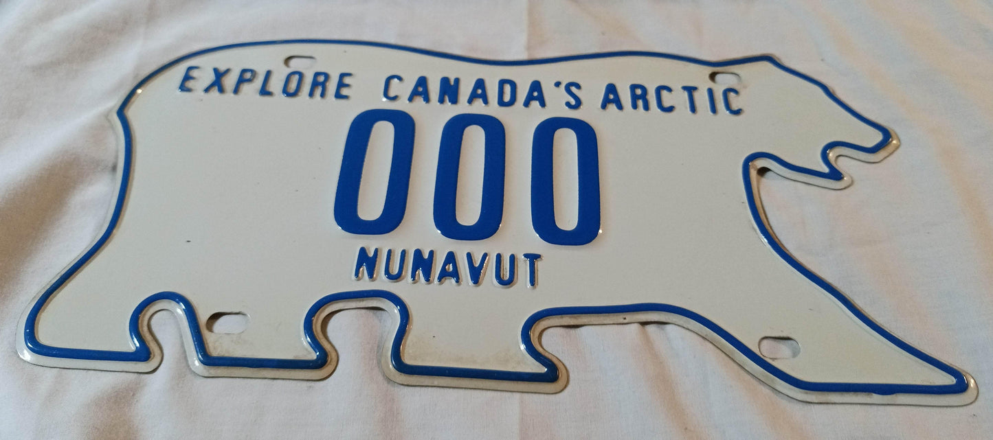 Nunavut Polar Bear Sample Car License Plate Canada 1999 - TulipStuff