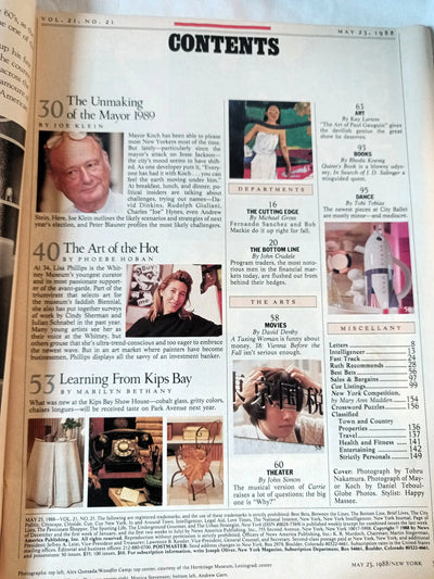 New York Magazine May 23 1988 Ed Koch The Unmaking Of The Mayor '89 - TulipStuff