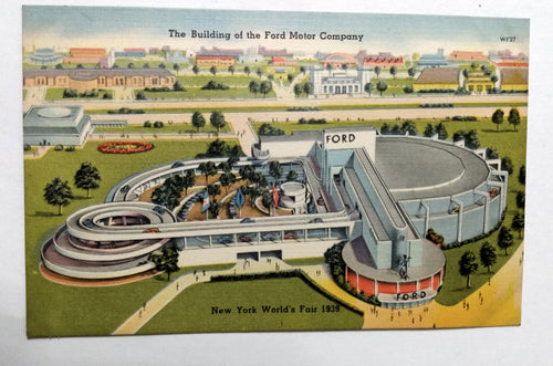 New York World's Fair 1939 Ford Motor Company Building Linen Postcard - TulipStuff