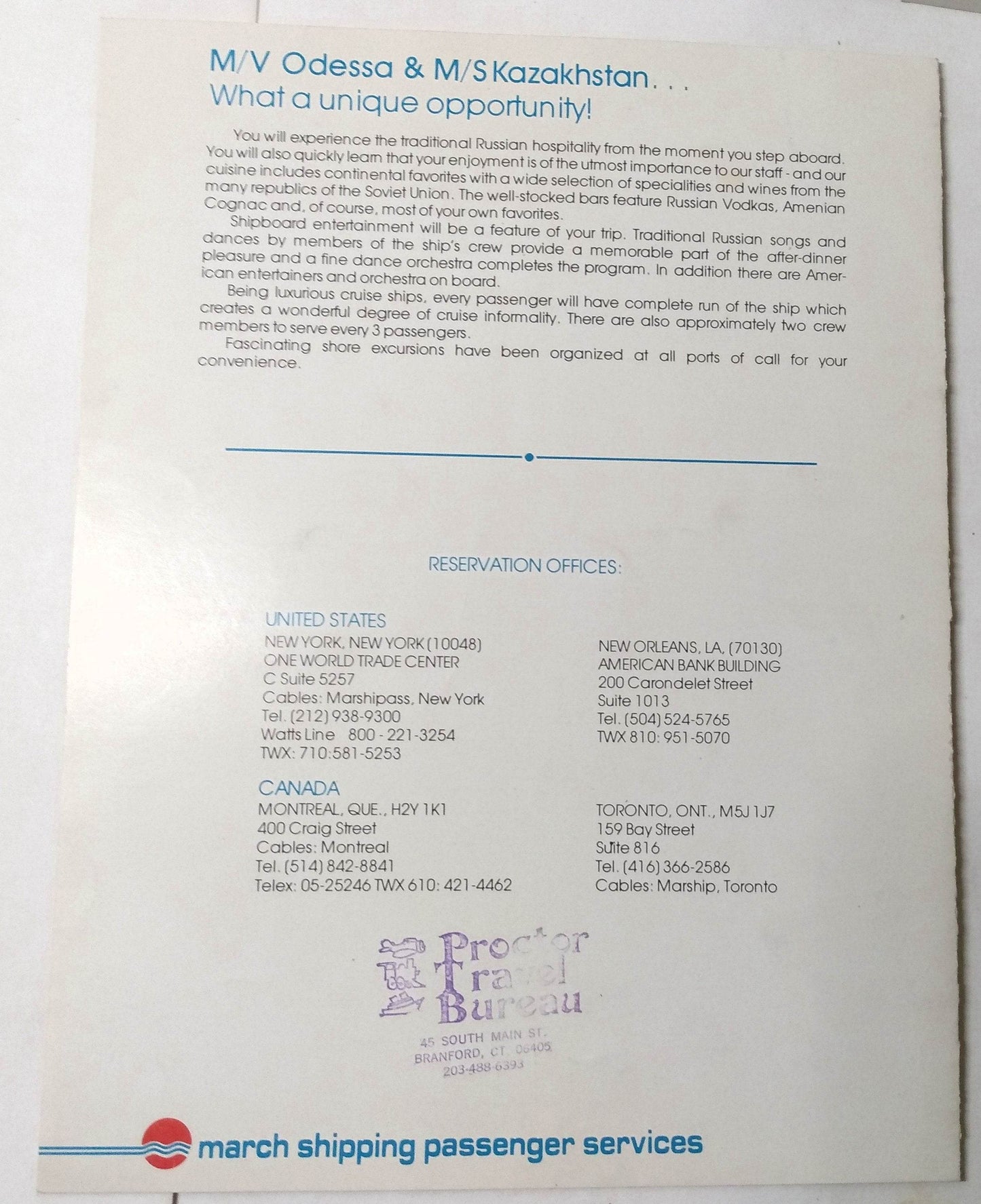 Black Sea Shipping ms Kazakhstan mv Odessa 1976-77 Cruise Brochure - TulipStuff