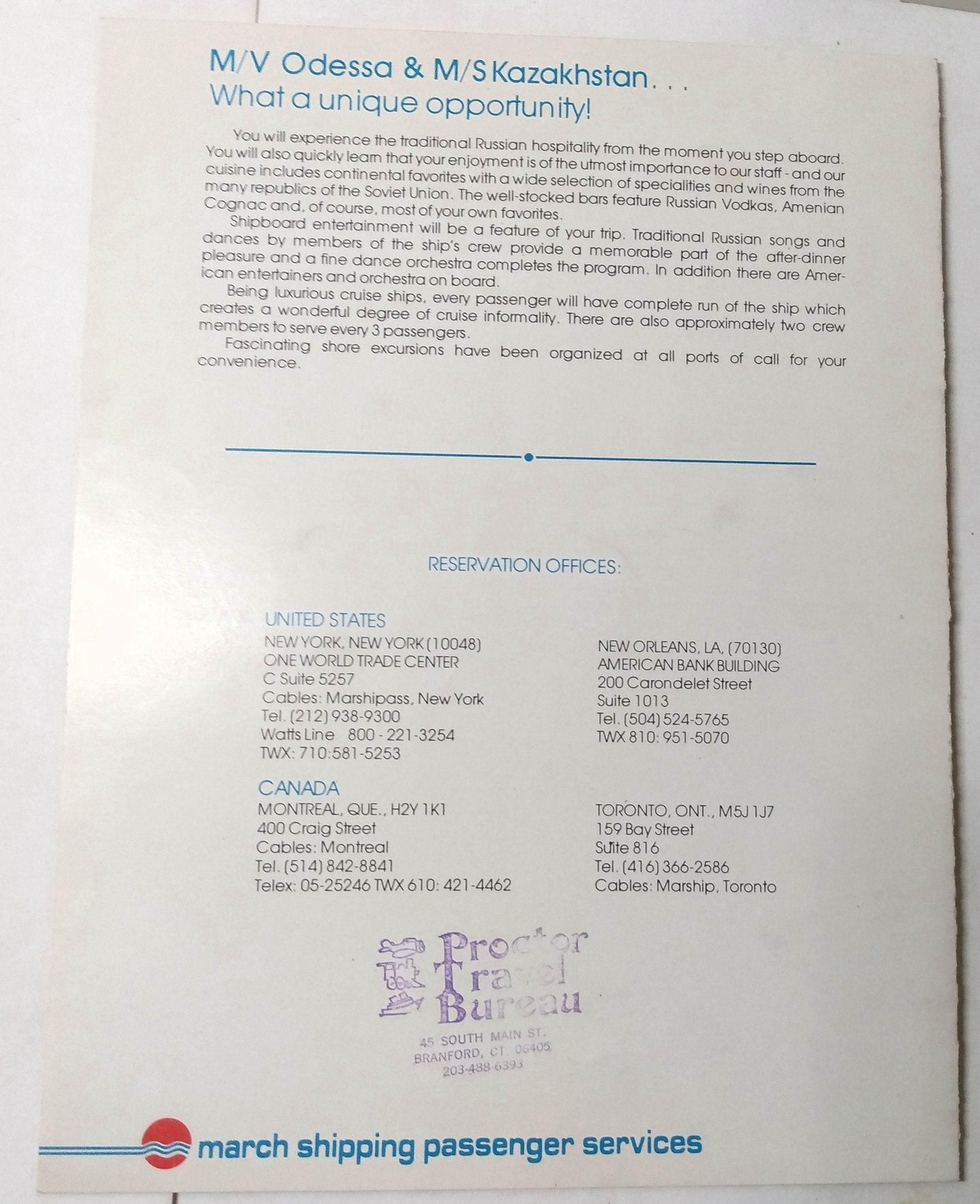 Black Sea Shipping ms Kazakhstan mv Odessa 1976-77 Cruise Brochure - TulipStuff