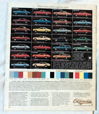 Oldsmobile Full Line 1978 Dealer Sales Brochure Cutlass Delta 88 Omega - TulipStuff