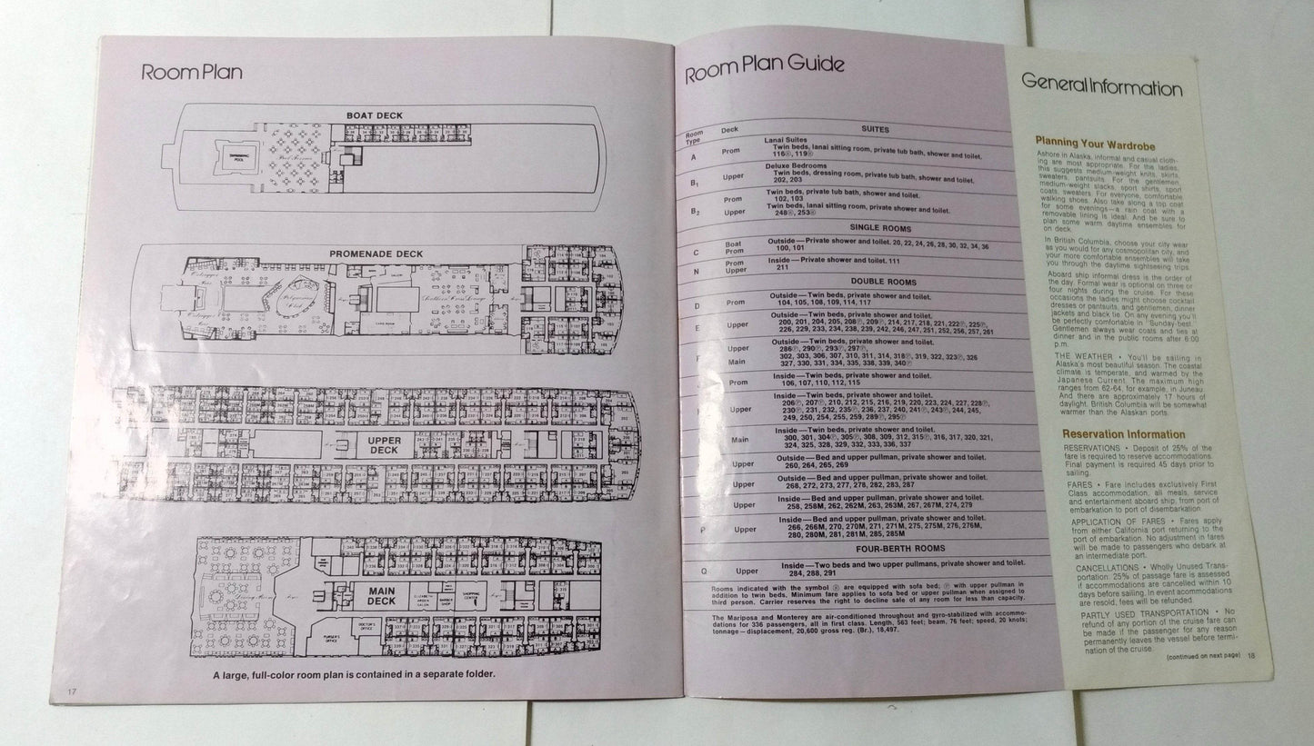 Pacific Far East Line Mariposa Monterey 1974 Alaska Cruises Brochure - TulipStuff