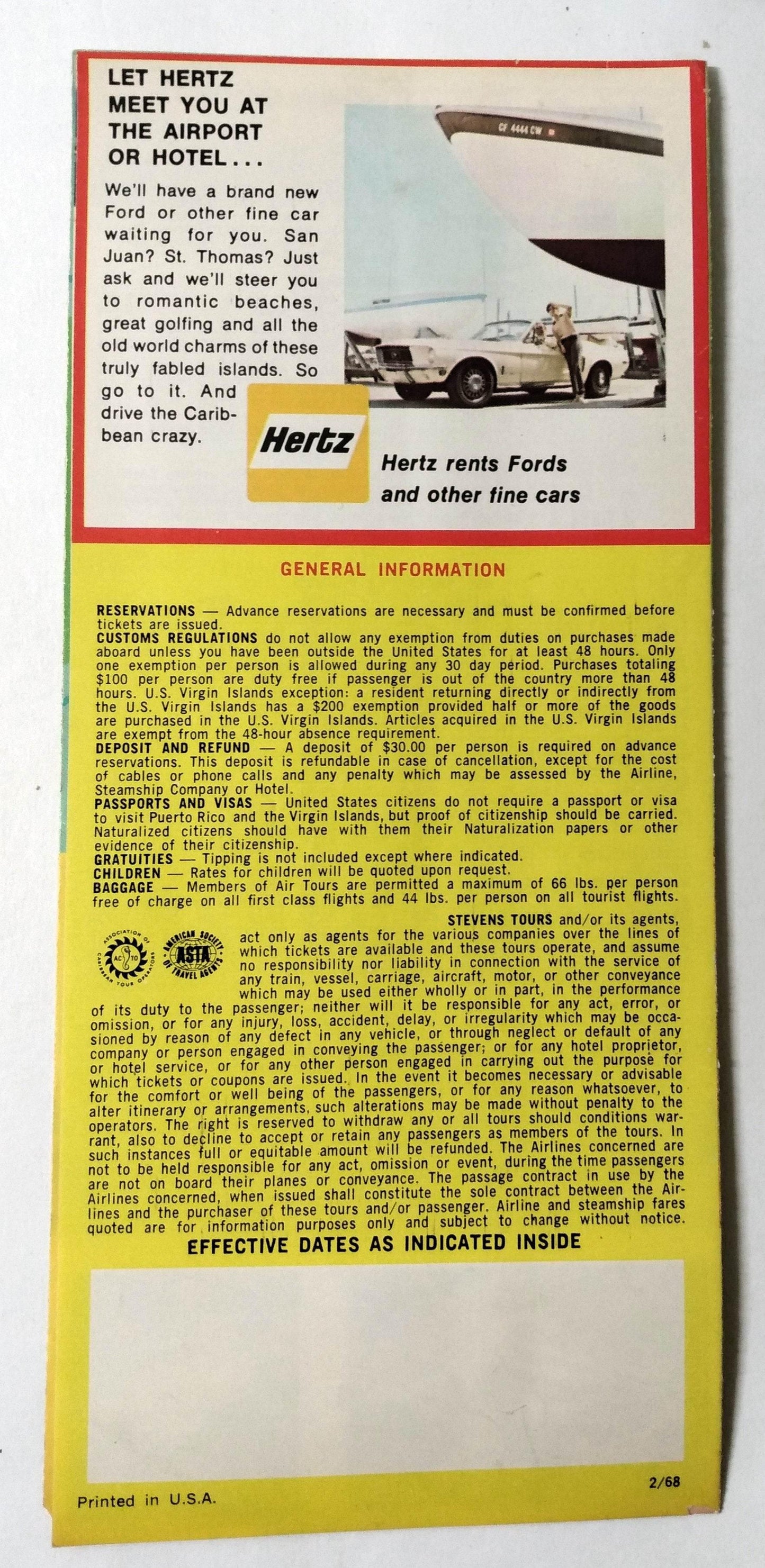 Pan Am Holidays Jet To Puerto Rico Virgin Islands Brochure 1968 - TulipStuff