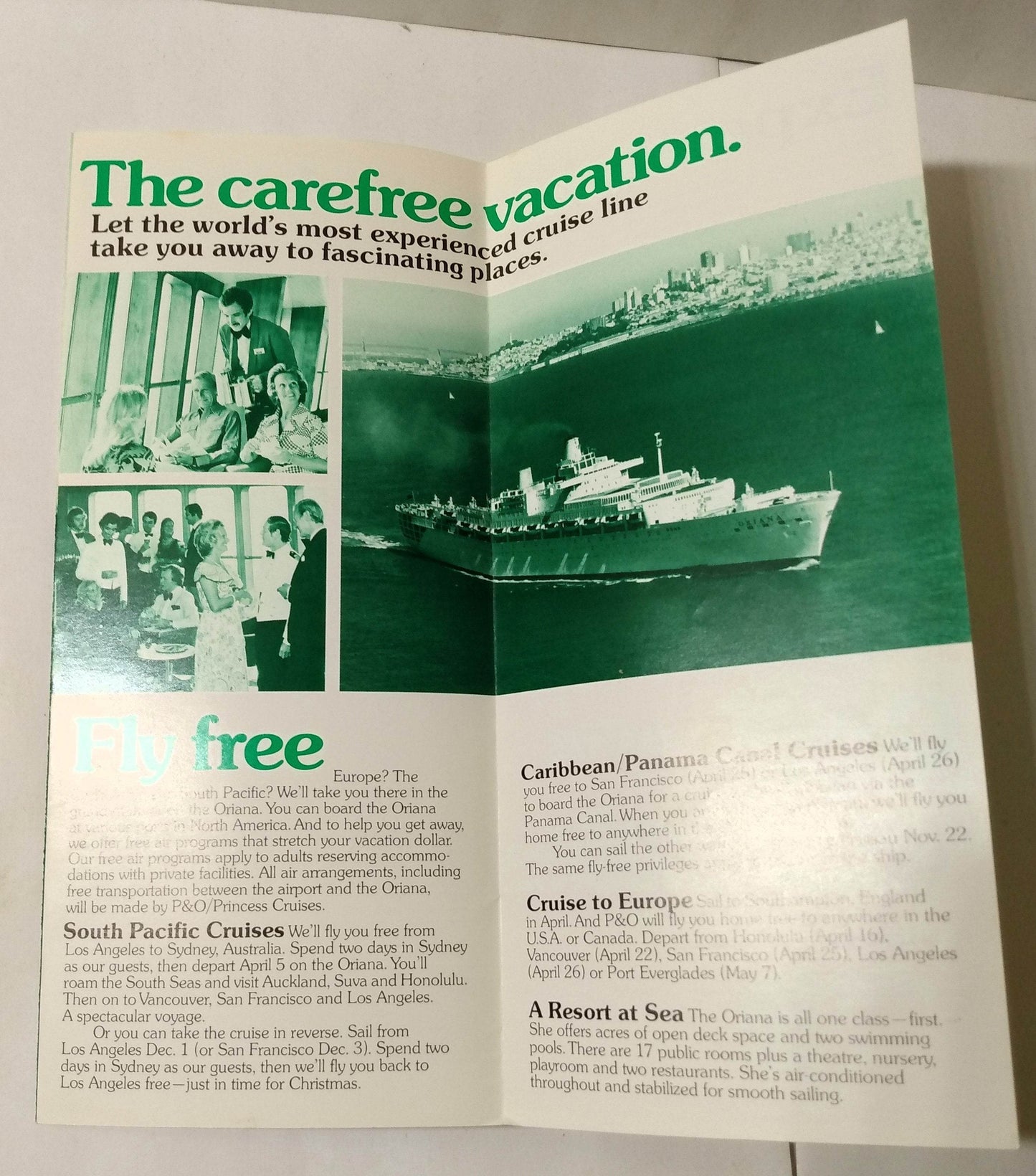P&O 1976 ss Oriana Europe Caribbean South Pacific Cruises Brochure - TulipStuff