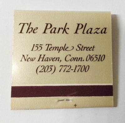 The Park Plaza Hotel Temple St New Haven Connecticut Matchbook 1970's - TulipStuff