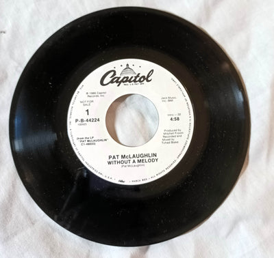Pat McLaughlin Without A Melody Country Pop Rock 7" Vinyl Promo 1988 -TulipStuff