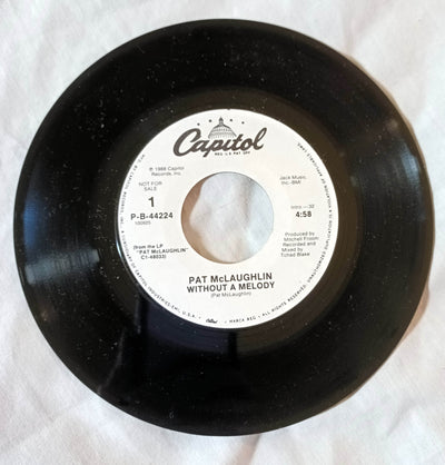 Pat McLaughlin Without A Melody Country Pop Rock 7" Vinyl Promo 1988 -TulipStuff