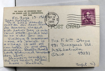 Paula Lee Excursion Boat Otsego Lake Cooperstown New York 1965 - TulipStuff