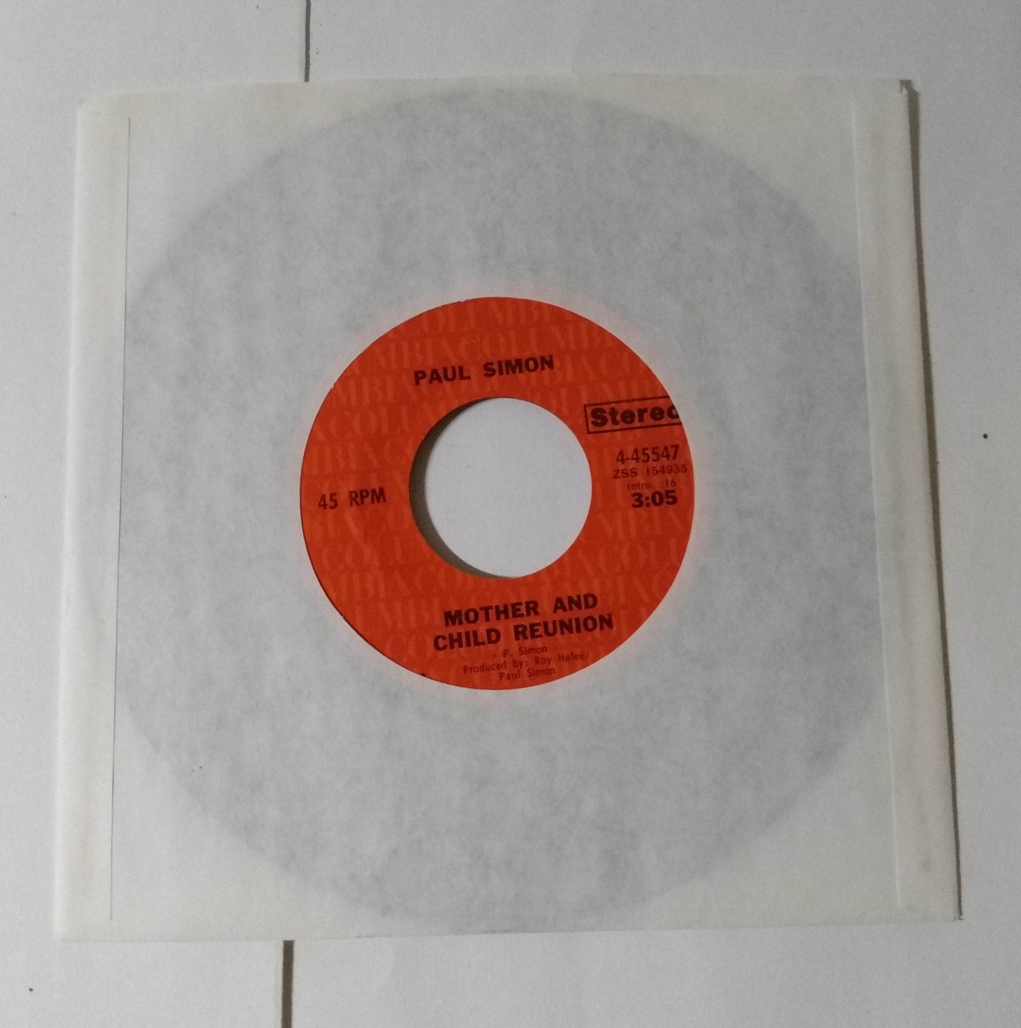 Paul Simon Mother And Child Reunion 7" 45rpm Vinyl Record Columbia 1972 - TulipStuff