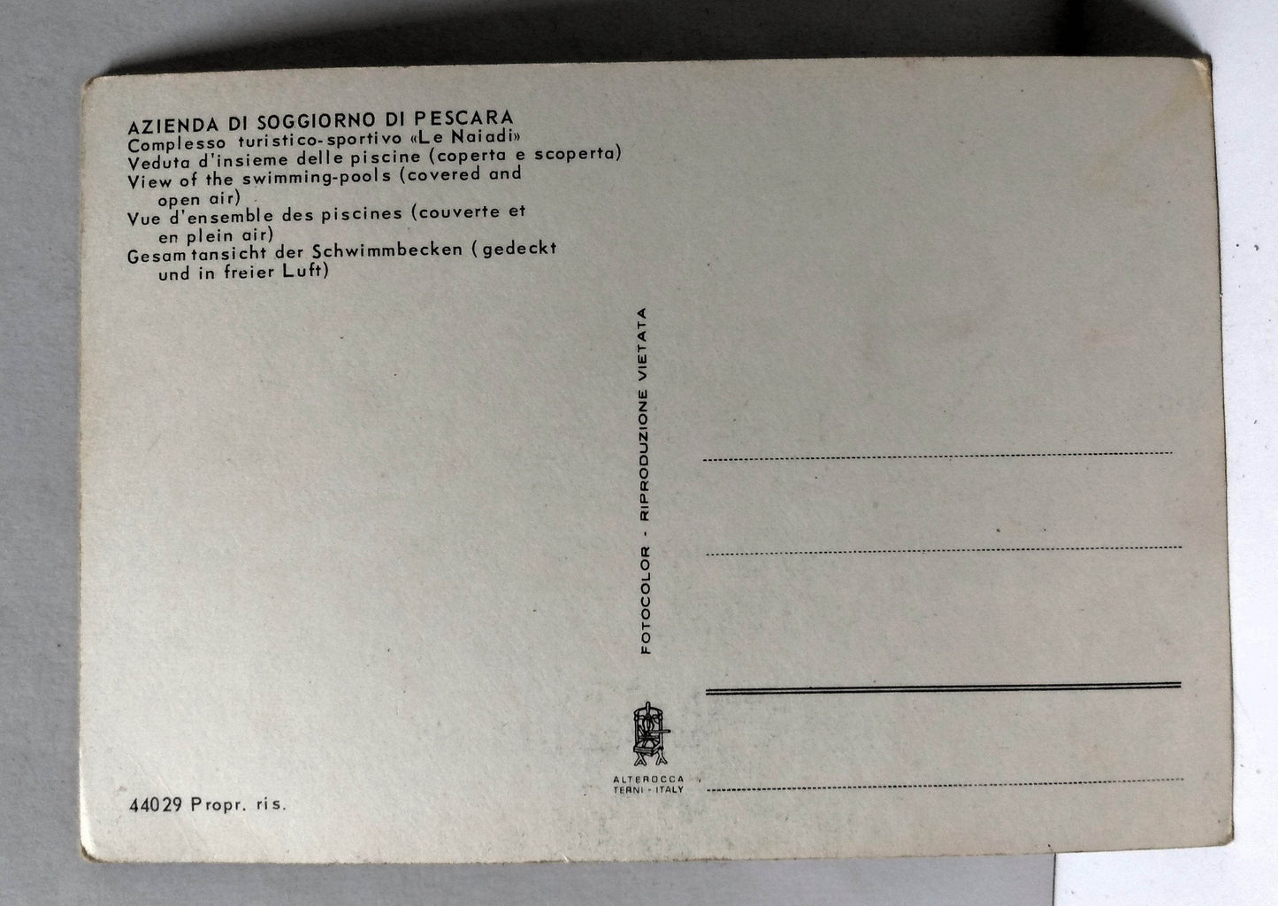 Pescara Italy Le Naiadi Sports Center View Of Swimming Pools 1960's - TulipStuff