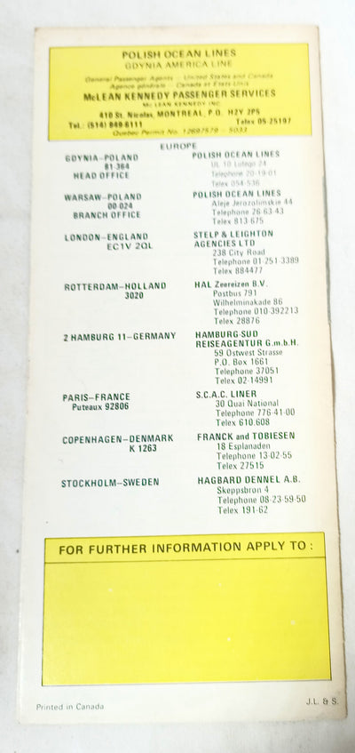 Polish Ocean Lines (Gdynia America Line) Stefan Batory Brochure 1980 - TulipStuff