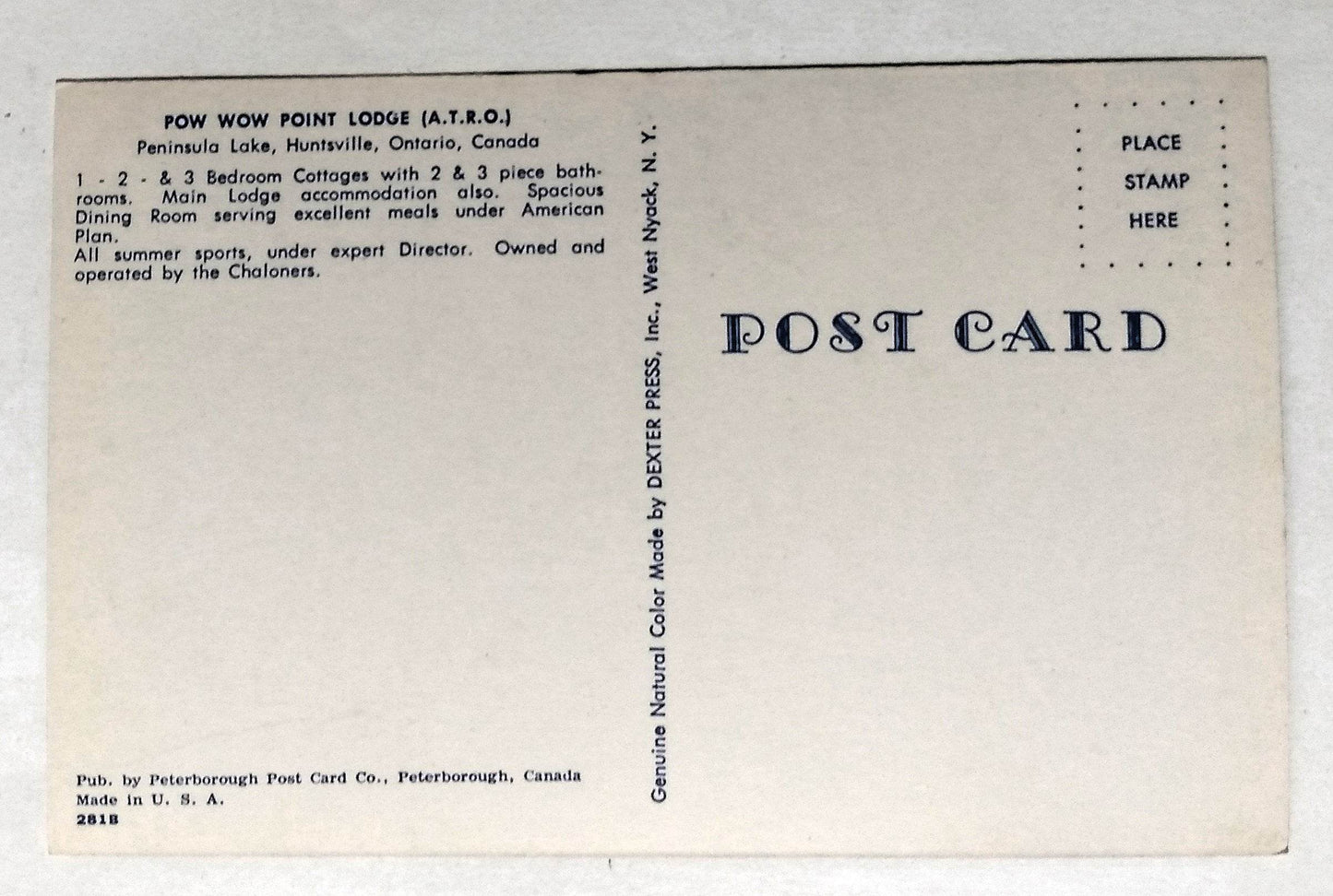 Pow Wow Point Lodge Peninsula Lake Huntsville Ontario Canada 1950's - TulipStuff