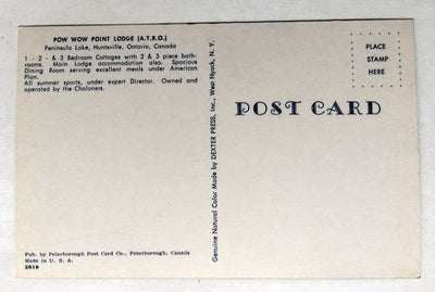 Pow Wow Point Lodge Peninsula Lake Huntsville Ontario Canada 1950's - TulipStuff