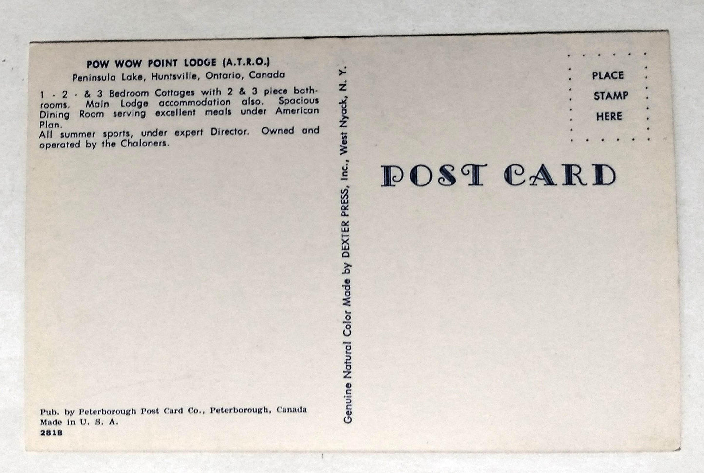 Pow Wow Point Lodge Peninsula Lake Huntsville Ontario Canada 1950's - TulipStuff