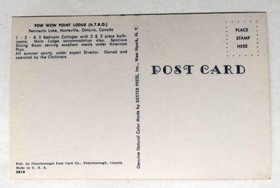 Pow Wow Point Lodge Peninsula Lake Huntsville Ontario Canada 1950's - TulipStuff