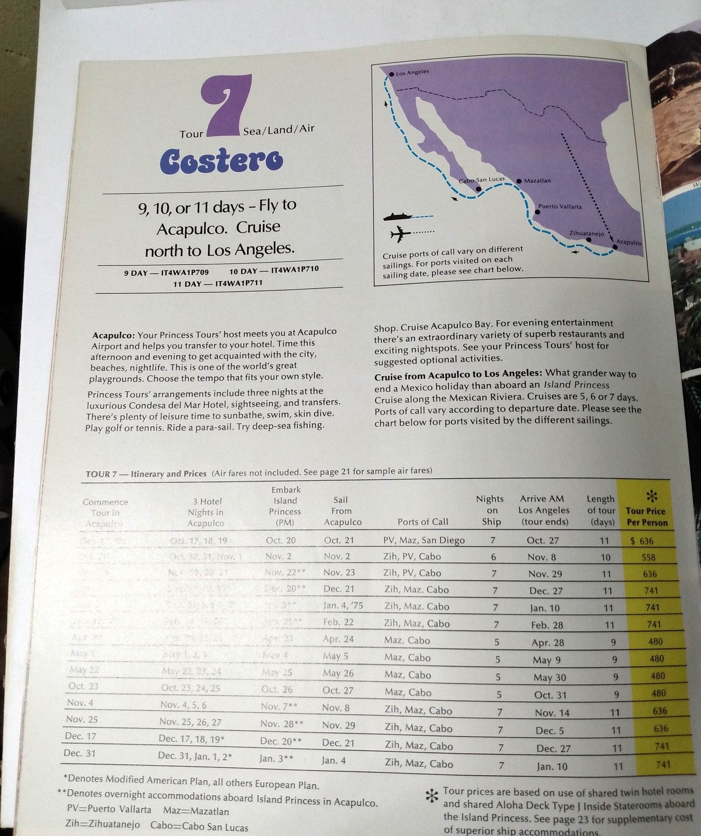 Princess Tours M/S Island Princess 1974-75 Mexico Cruise Brochure - TulipStuff