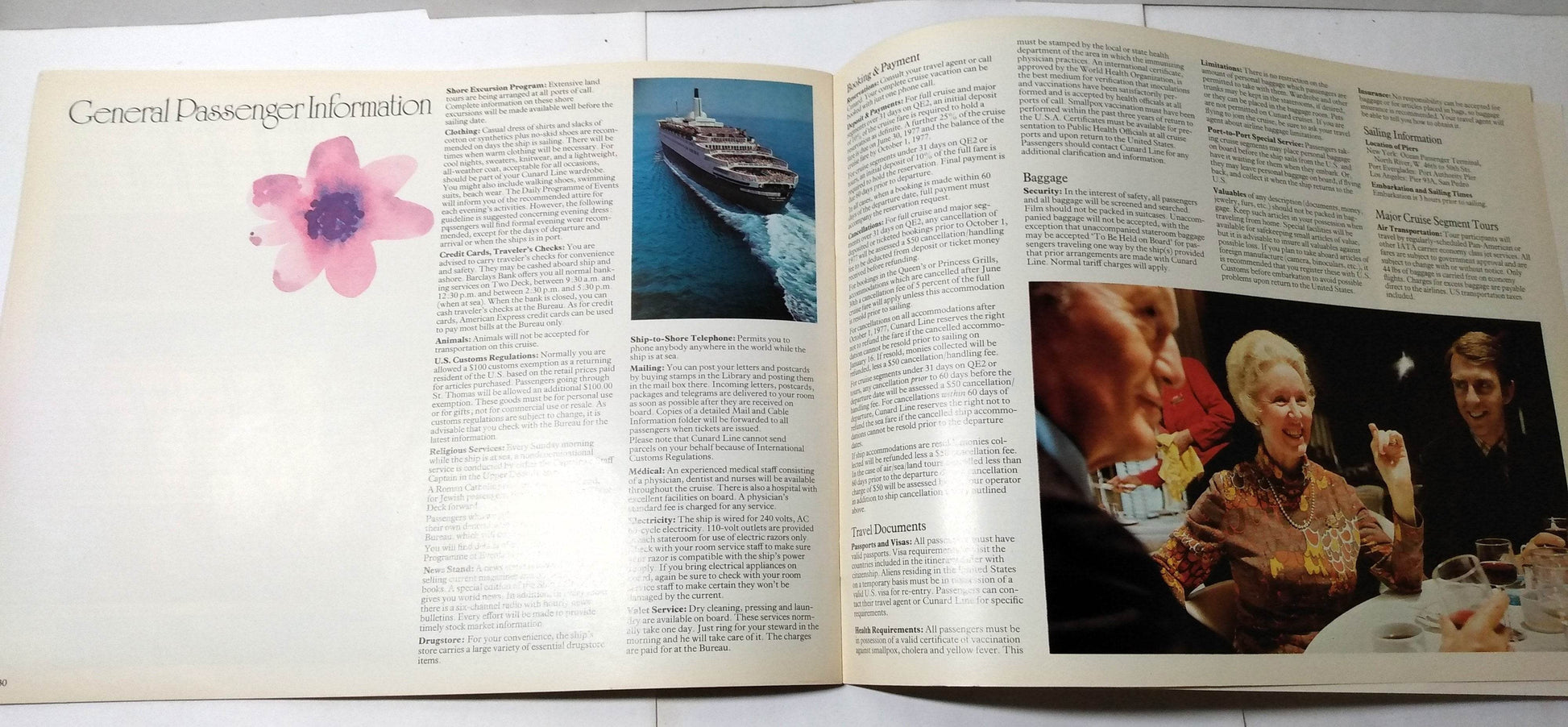 Cunard Line Queen Elizabeth 2 QE2 1978 Great Pacific Cruise Brochure - TulipStuff