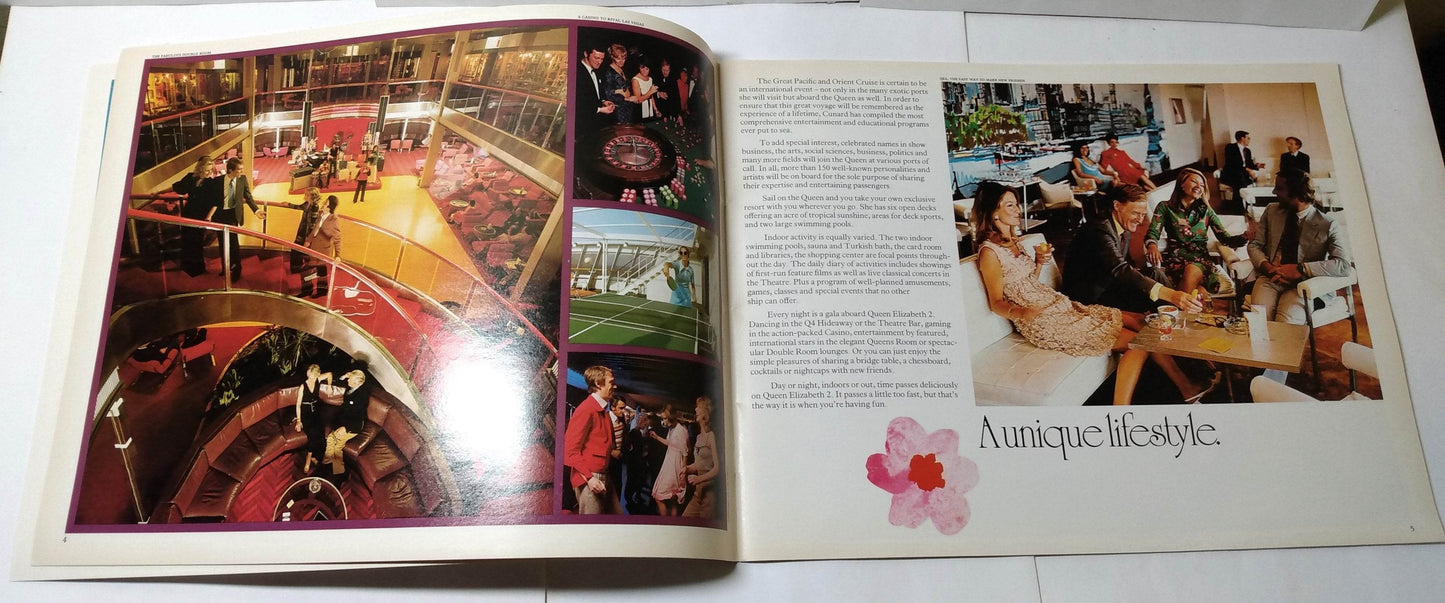 Cunard Line Queen Elizabeth 2 QE2 1978 Great Pacific Cruise Brochure - TulipStuff