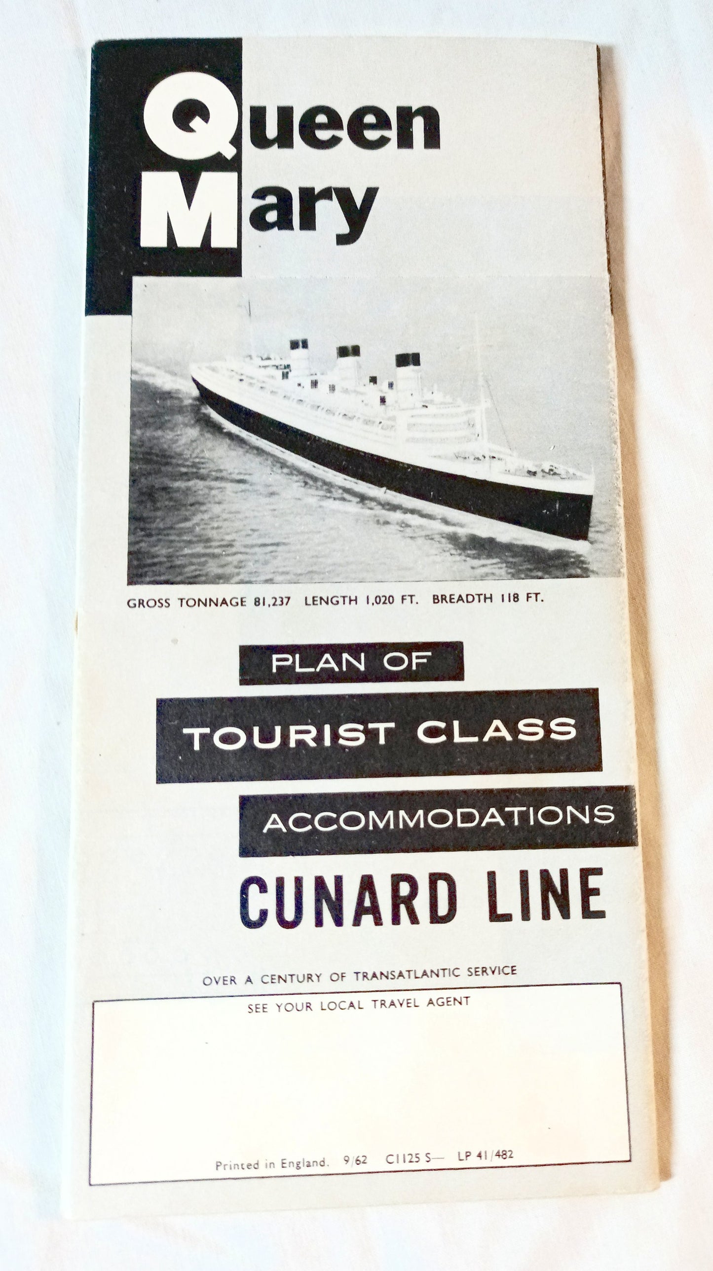 Cunard Line Queen Mary Deck Plans Tourist Class Accommodations 1962 - TulipStuff
