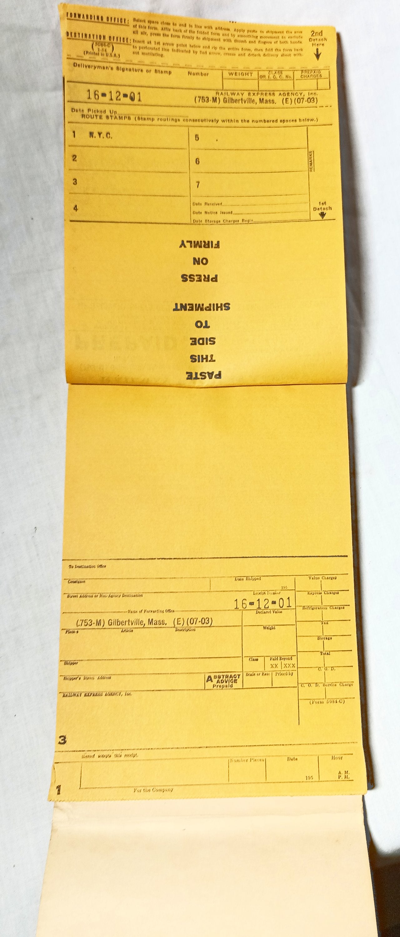 Railway Express Agency Uniform Express Receipt Book REA 1950's - TulipStuff