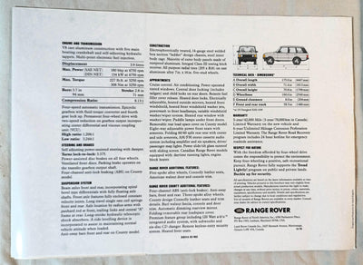 Range Rover / Range Rover Country 1992 Dealer Sales Brochure - TulipStuff