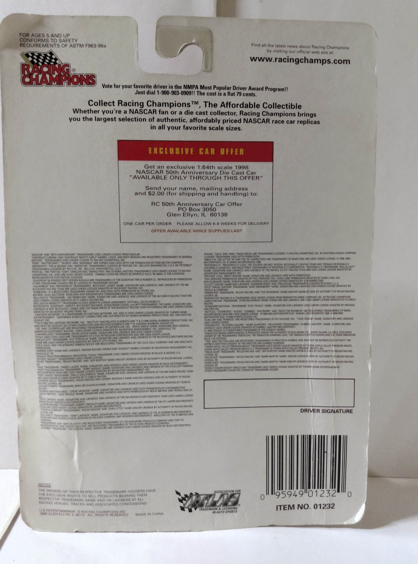 Racing Champions 1998 Wally Dallenbach #46 First Union Nascar 50th - TulipStuff