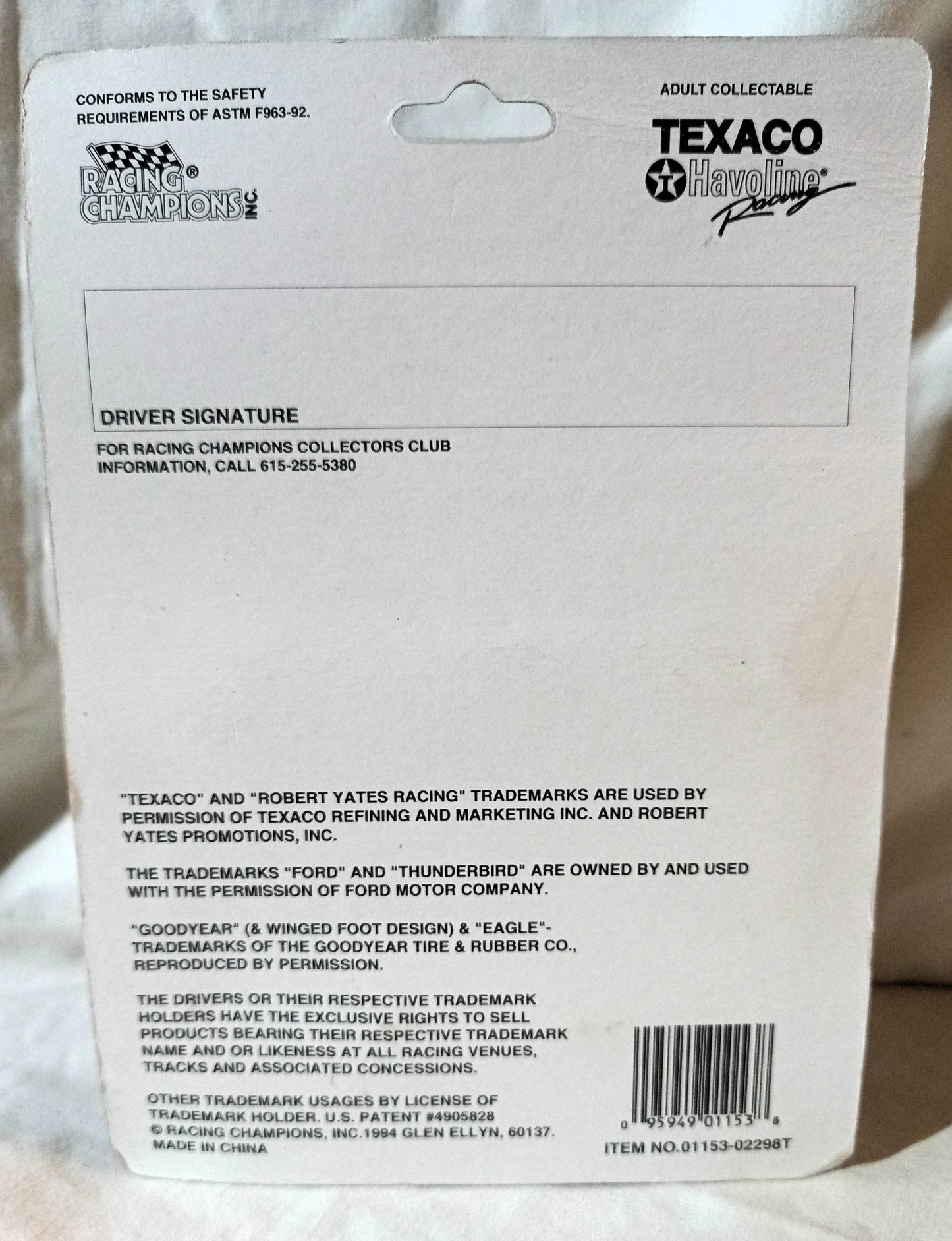 Racing Champions Nascar 1994 Ernie Irvan #28 Texaco Havoline Ford T-Bird - TulipStuff