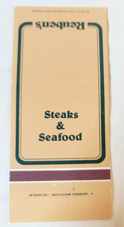 Reuben's Steaks and Seafood Restaurant Chain Matchbook Cover 1983 - TulipStuff