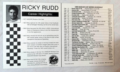 Ricky Rudd Tide Racing Team NASCAR 1996 Photo Card Handout 10X5.75 - TulipStuff