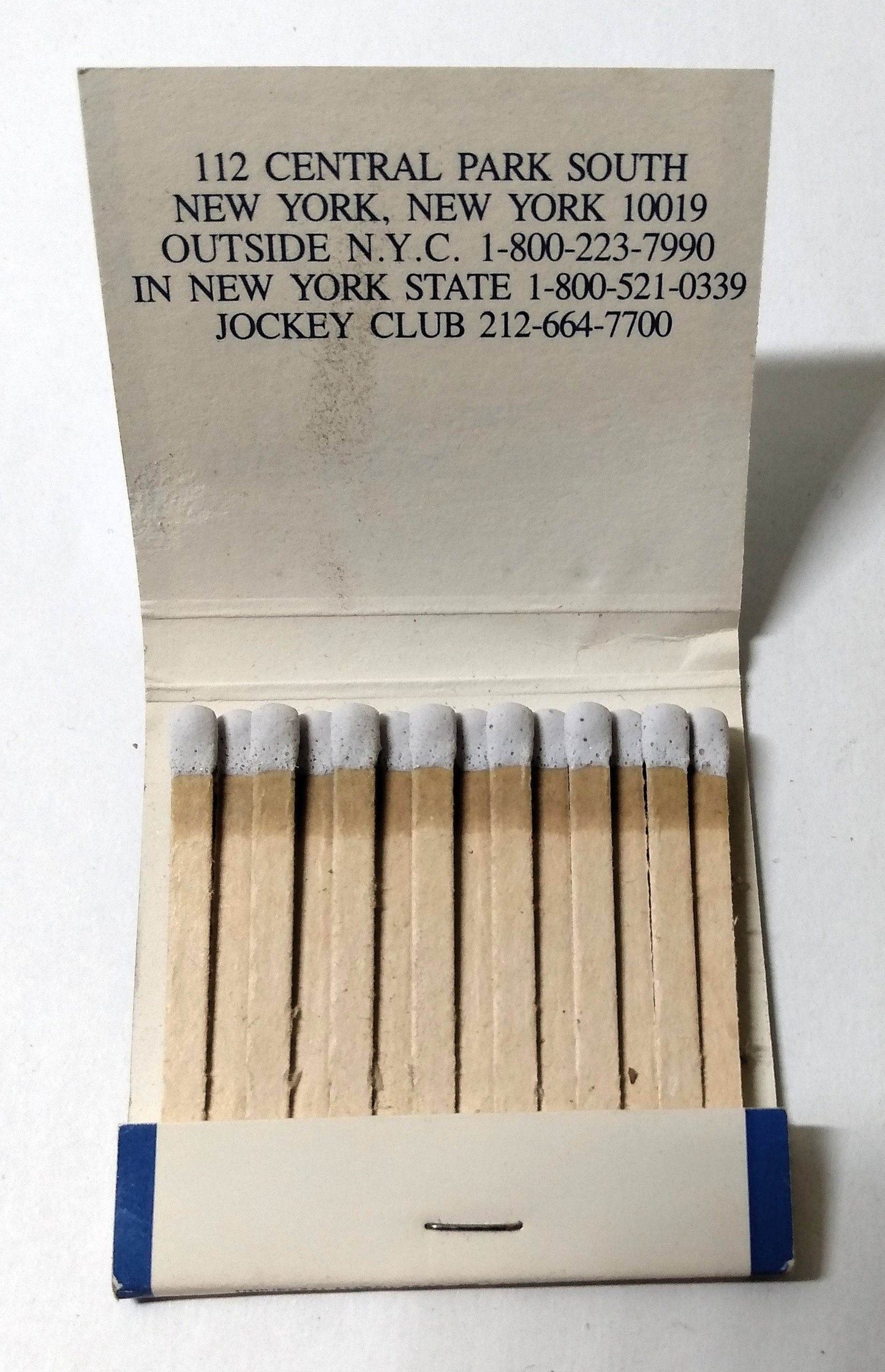 Ritz-Carlton New York Jockey Club Central Park South Matchbook 1980's - TulipStuff