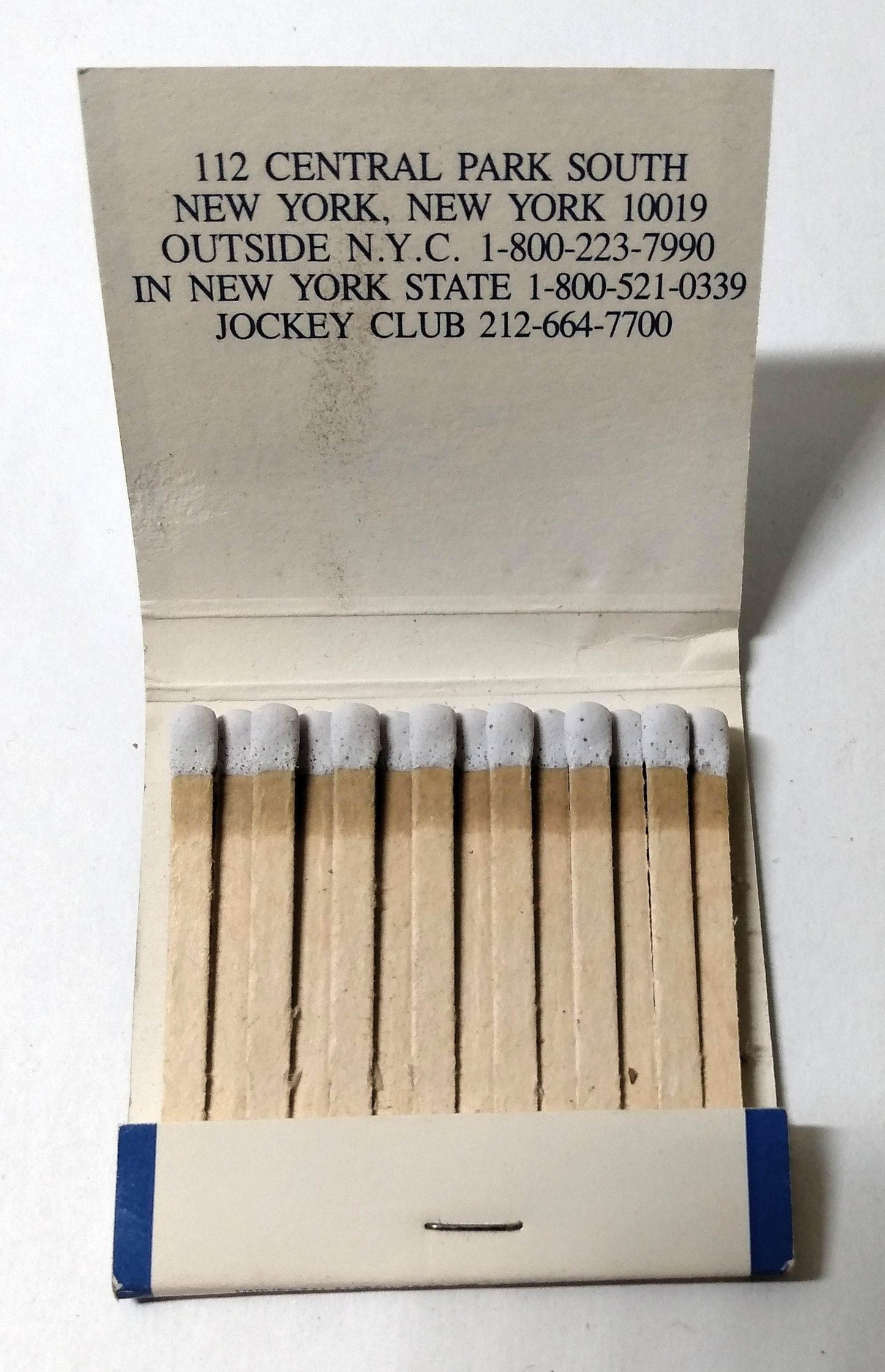 Ritz-Carlton New York Jockey Club Central Park South Matchbook 1980's - TulipStuff
