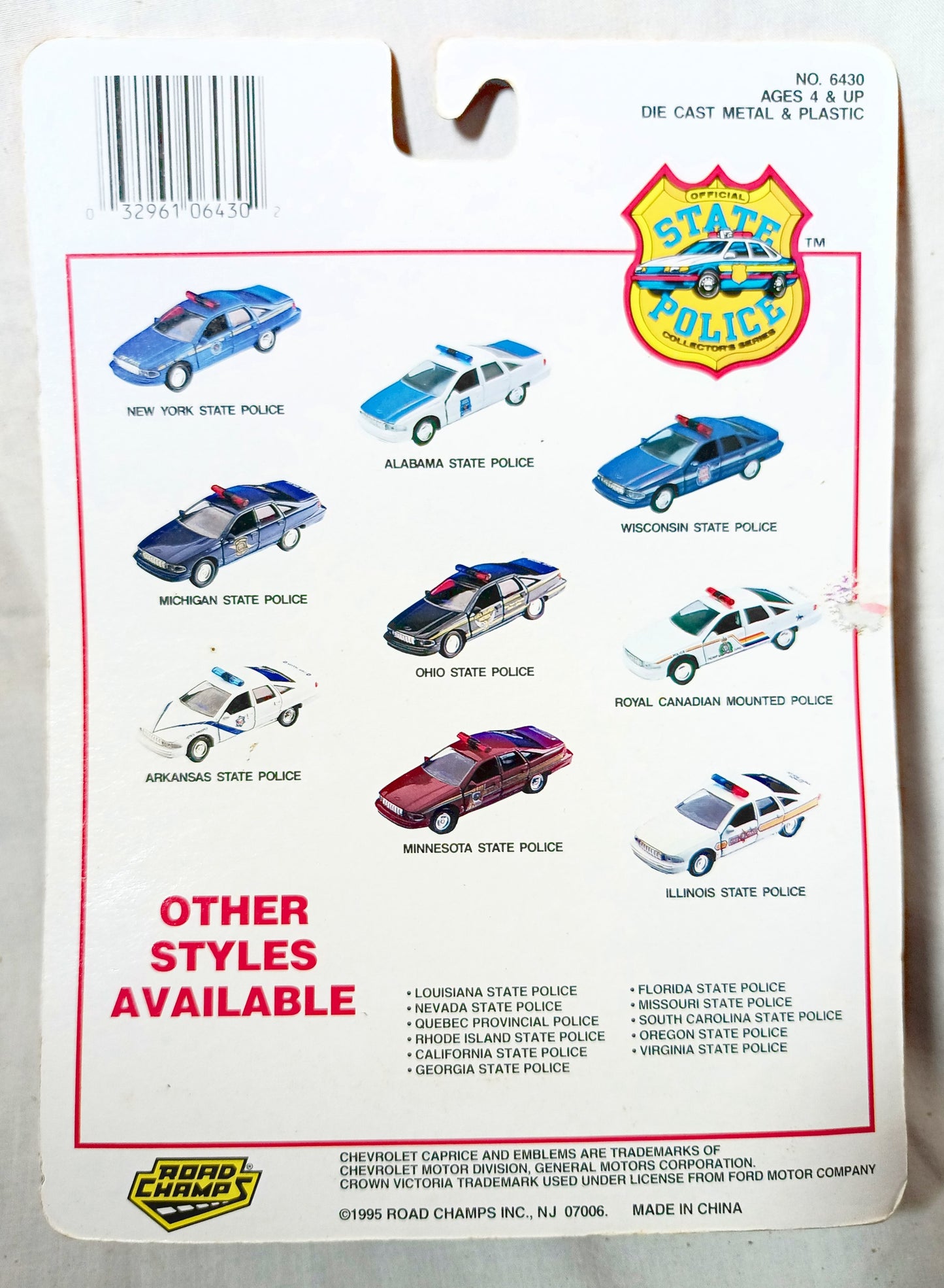 Road Champs Rhode Island State Police Ford Crown Victoria 1995 1:43 - TulipStuff
