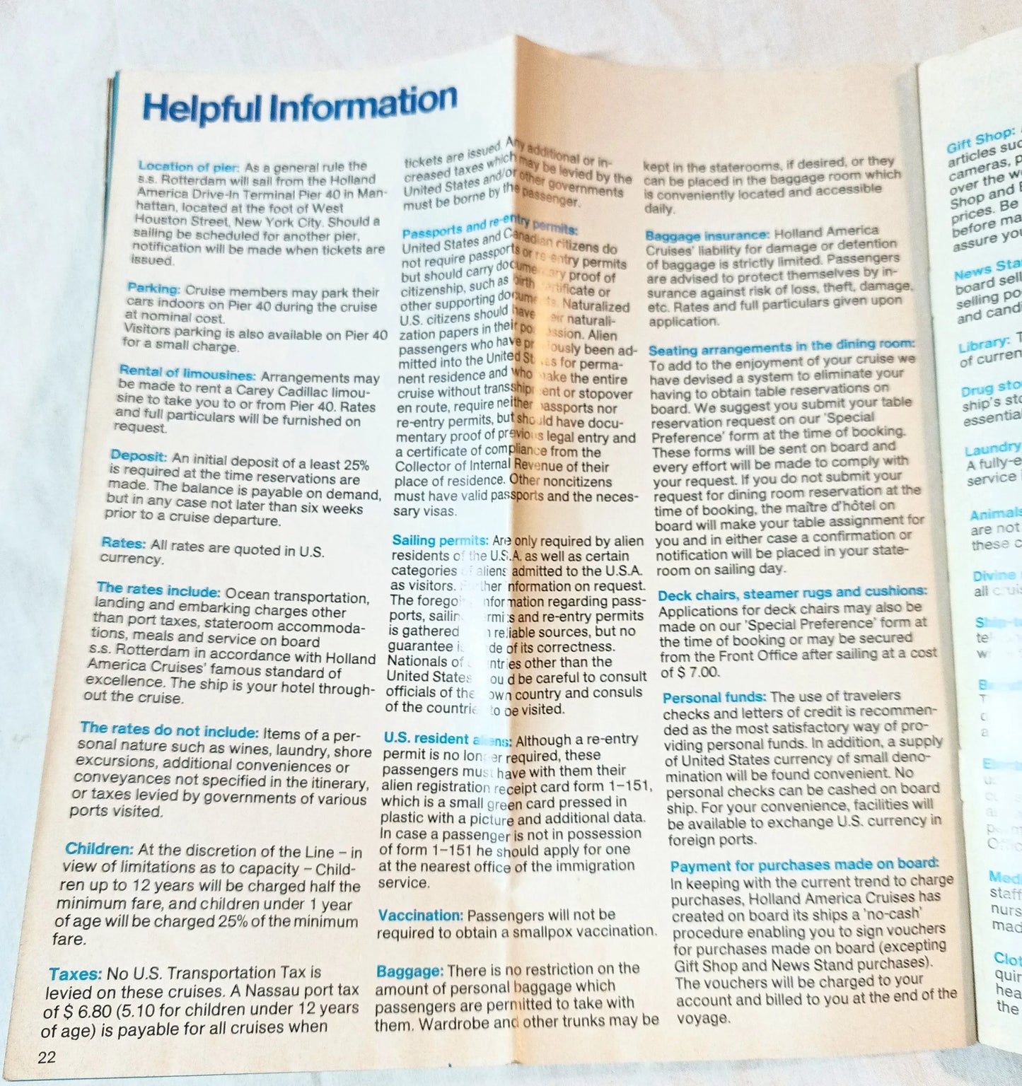 Holland America Cruises ss Rotterdam 1973 Nassau Cruises from New York Brochure - TulipStuff