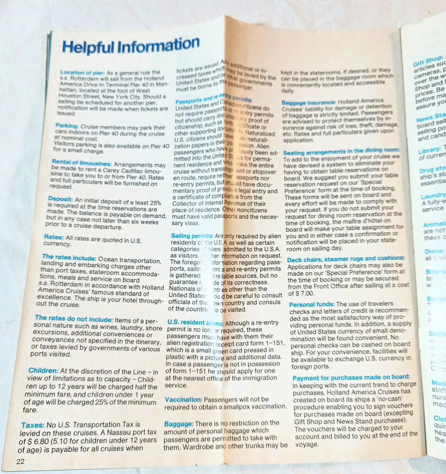 Holland America Cruises ss Rotterdam 1973 Nassau Cruises from New York Brochure - TulipStuff