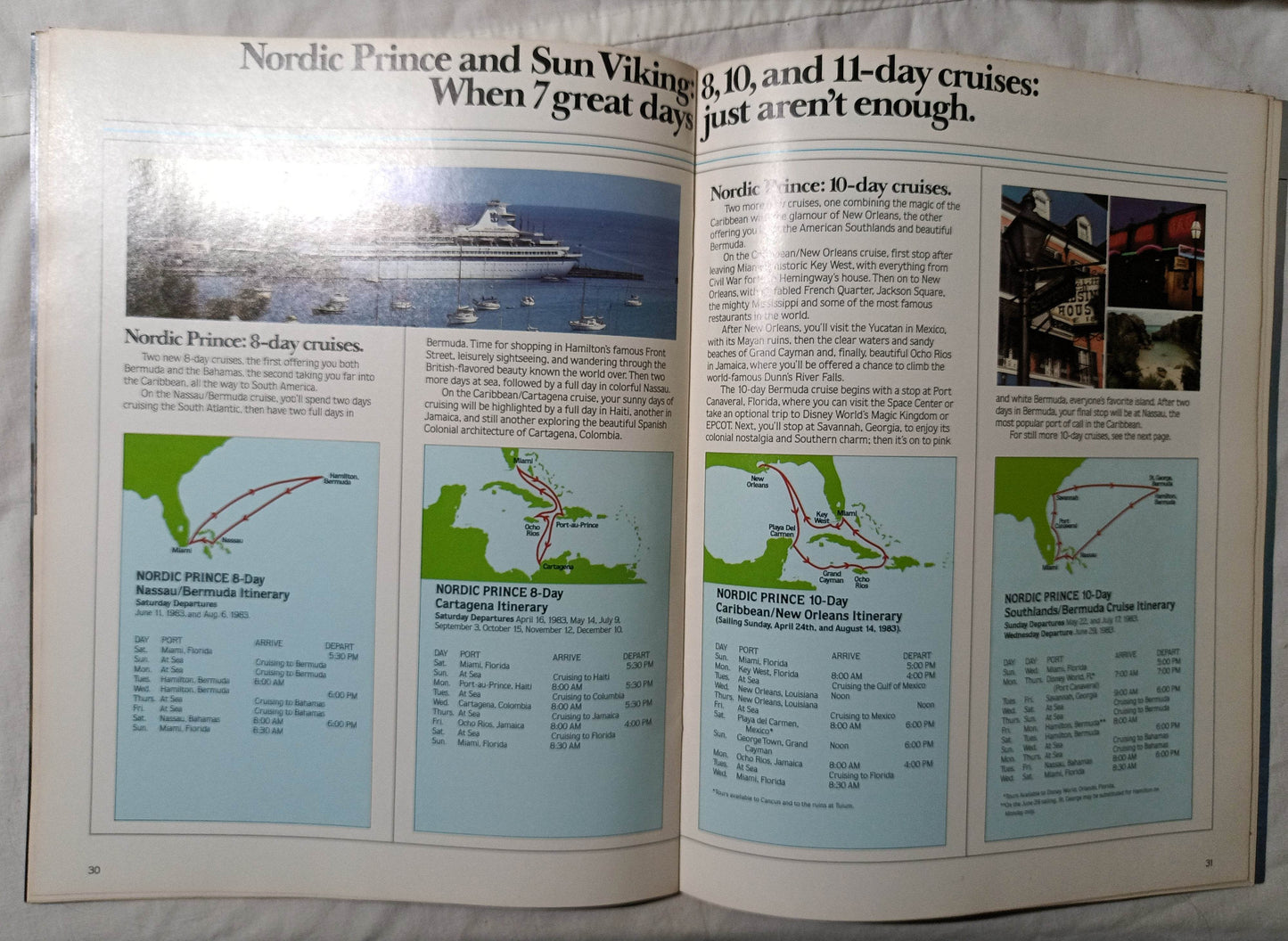 Royal Caribbean 1982-83 Brochure Sun Viking Nordic Prince Song of Norway Song of America - TulipStuff
