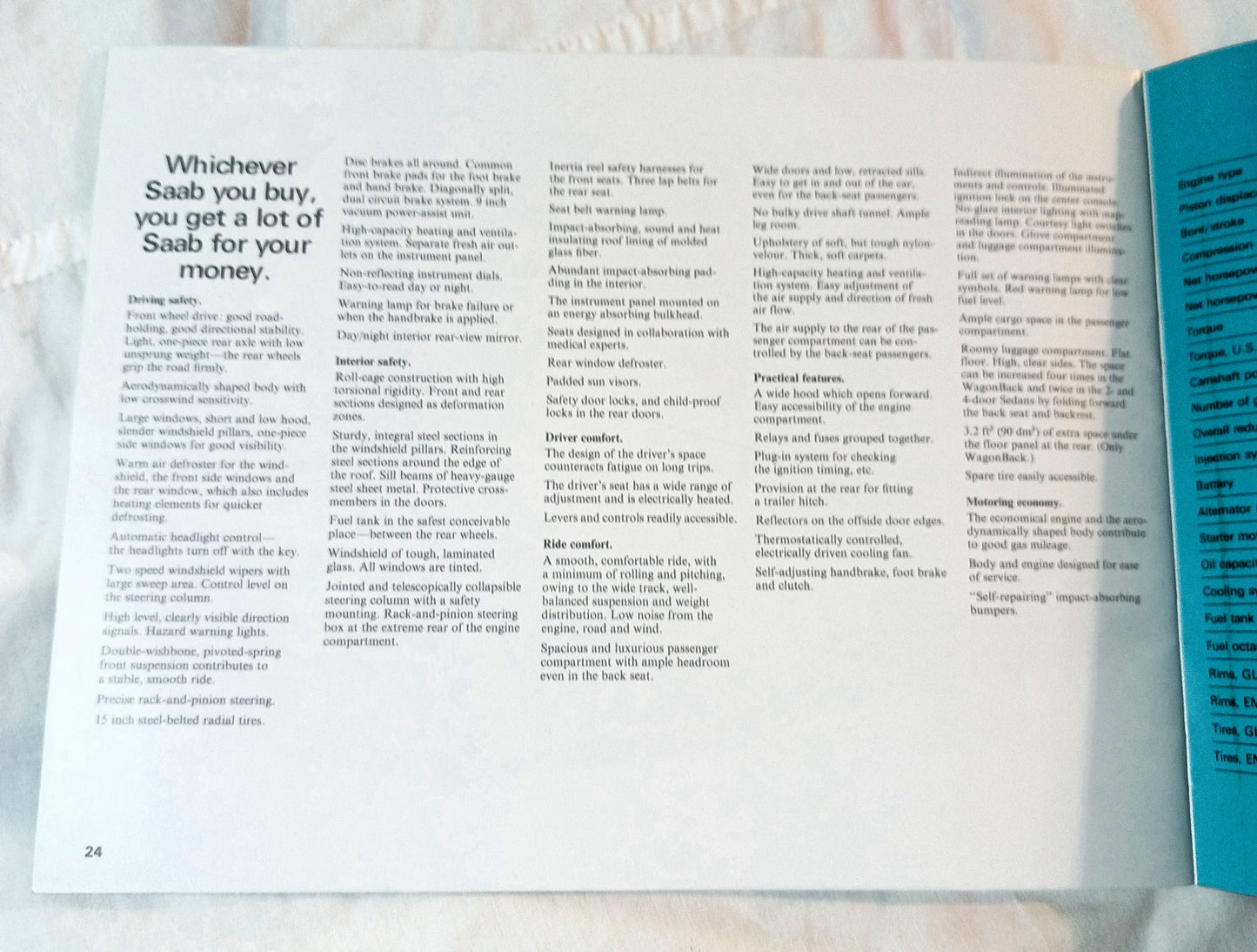 Saab 1976 Dealer Sales Brochure 99GL Sedan WagonBack EMS - TulipStuff