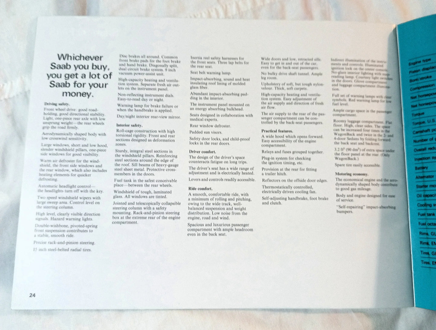 Saab 1976 Dealer Sales Brochure 99GL Sedan WagonBack EMS - TulipStuff