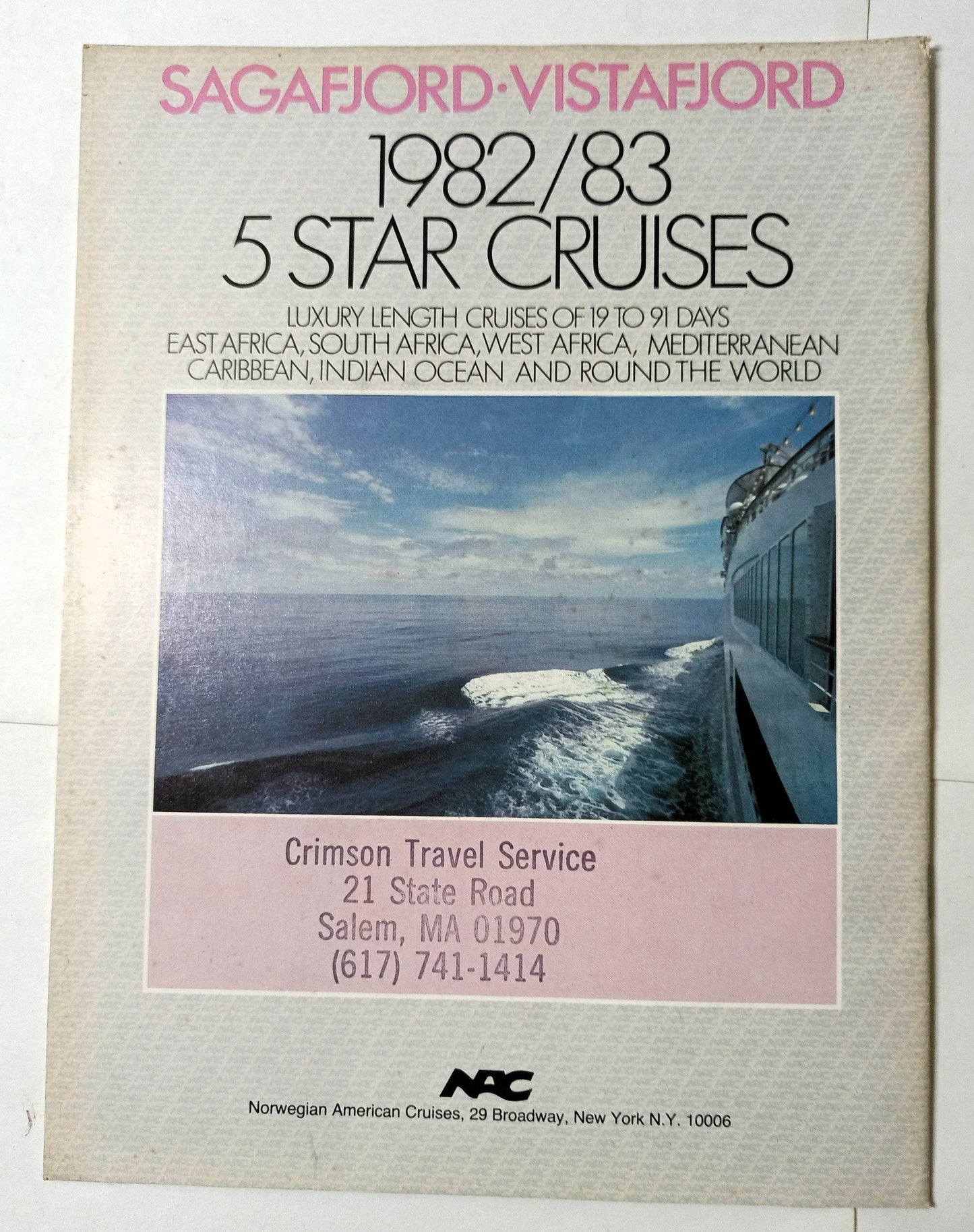 Norwegian America Sagafjord Vistafjord 5 Star Cruises 1982-83 Brochure - TulipStuff