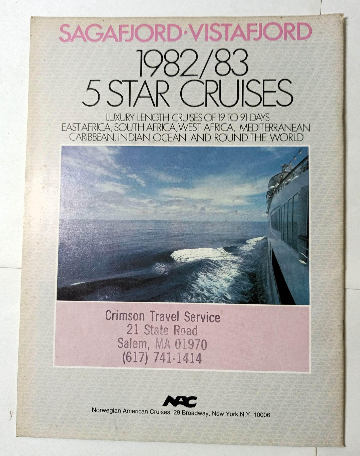 Norwegian America Sagafjord Vistafjord 5 Star Cruises 1982-83 Brochure - TulipStuff