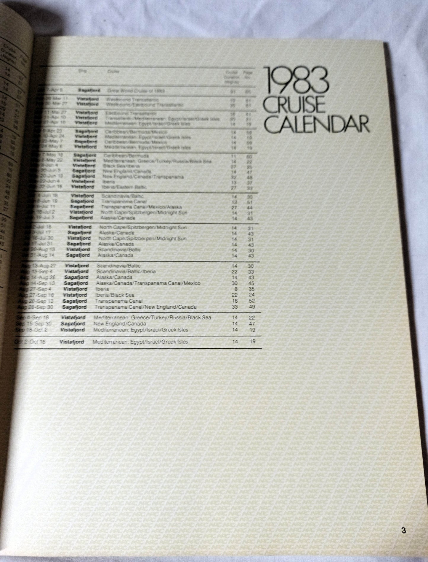 Norwegian America Sagafjord Vistafjord Worldwide Cruises 1982-83 Brochure - TulipStuff