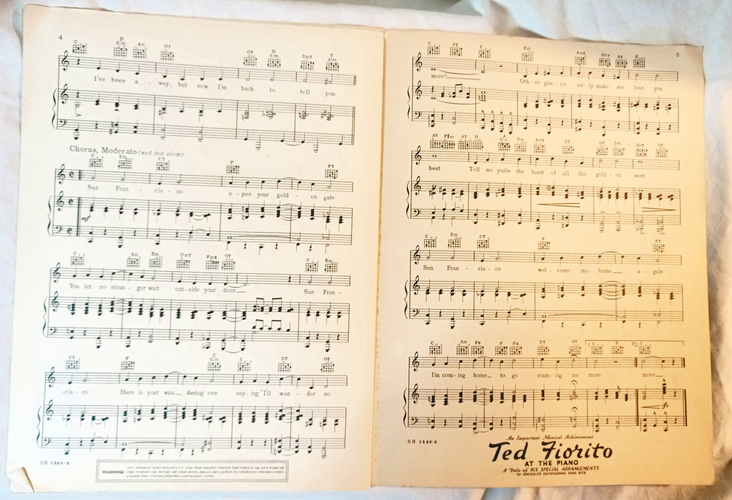 San Francisco Clark Gable Jeanette MacDonald Sheet Music 1936