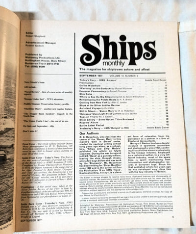 Ships Monthly Magazine September 1977 Cruising From NY Potato Boats - TulipStuff