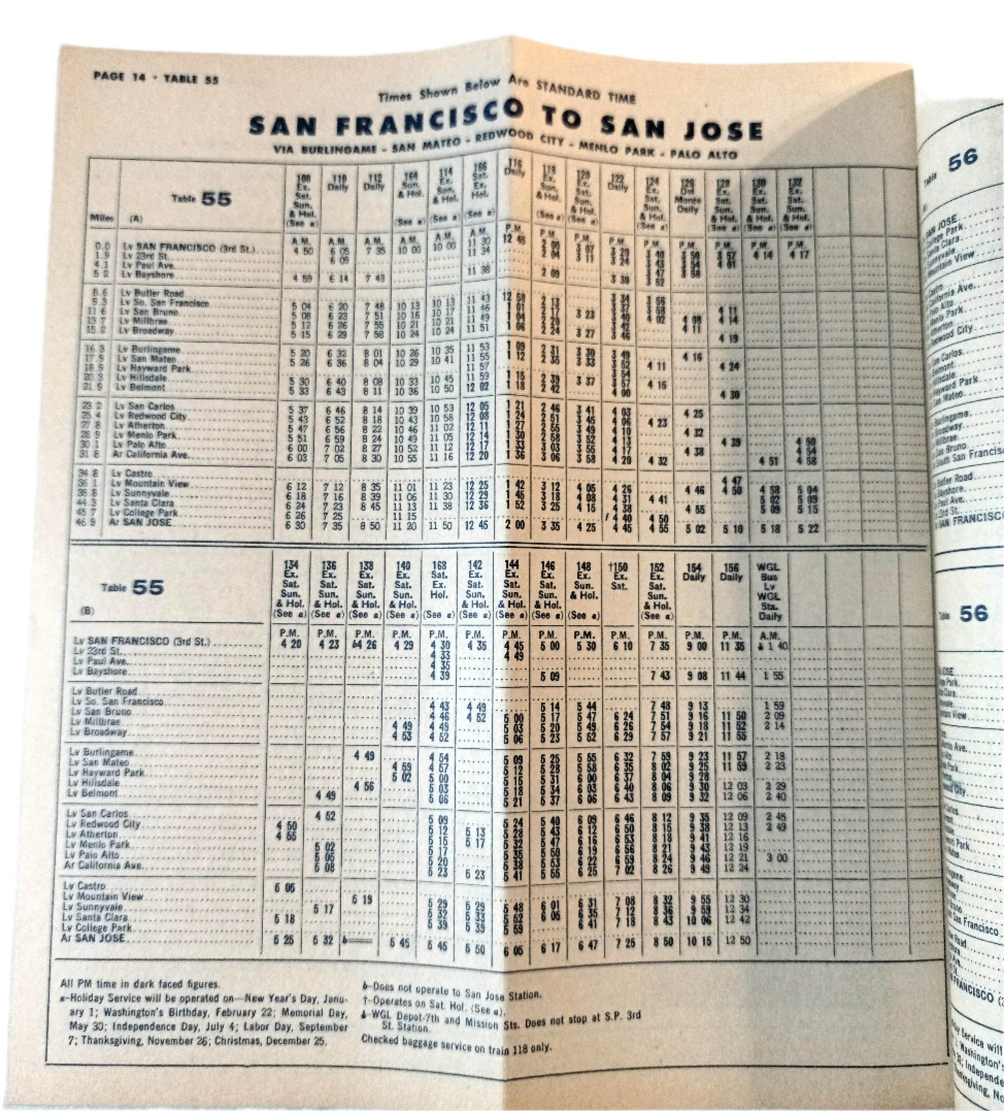 Southern Pacific Passenger Train Schedules Golden Empire April 1964 - TulipStuff